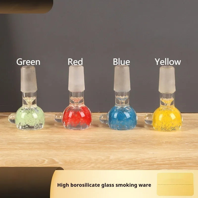 7cm coloured glass trumpet pipe with geometric shape in blue, green, red, and yellow options