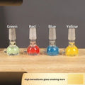 7cm coloured glass trumpet pipe with geometric shape in blue, green, red, and yellow options