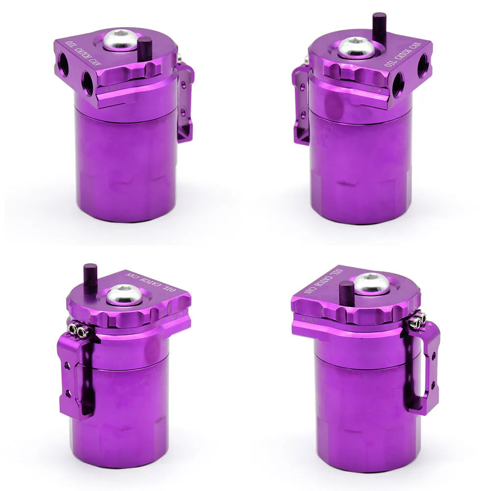 Aluminium alloy engine oil breathable pot breather kit in red, blue, black, and silver colours.