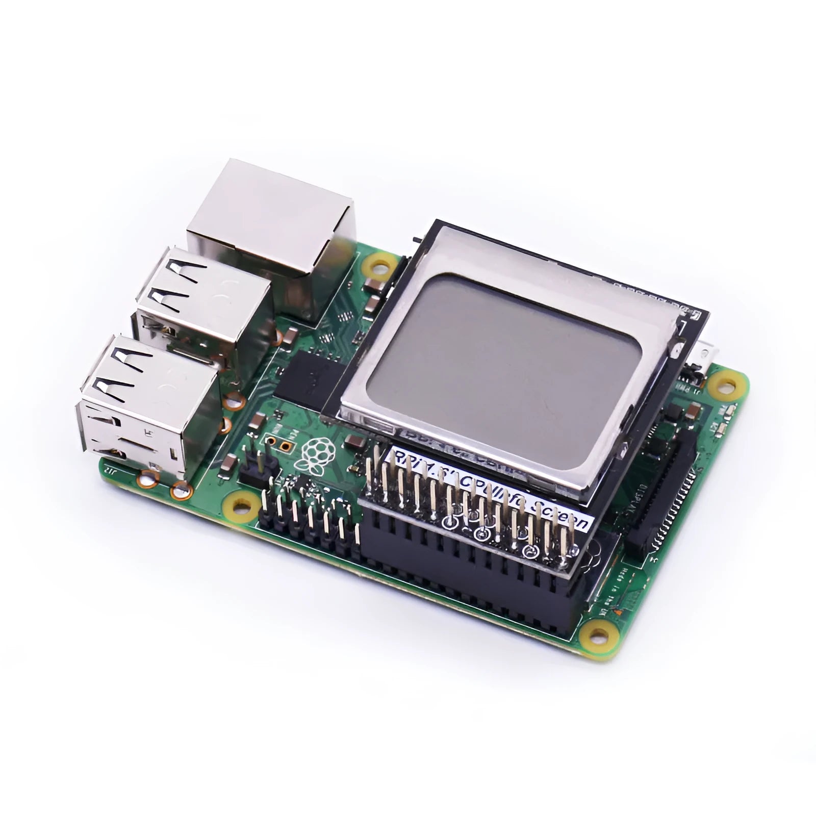 1.6-inch LCD screen for Raspberry Pi showing CPU information with a backlight switch.