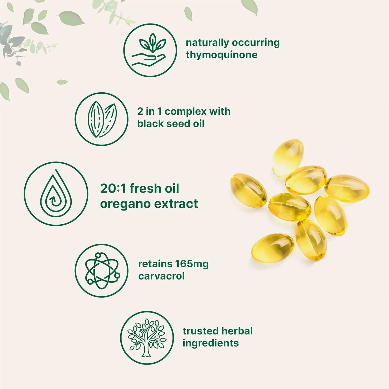 Pack of Butter Black Seed Oil Soft Capsules showing 180 or 300 tablet options