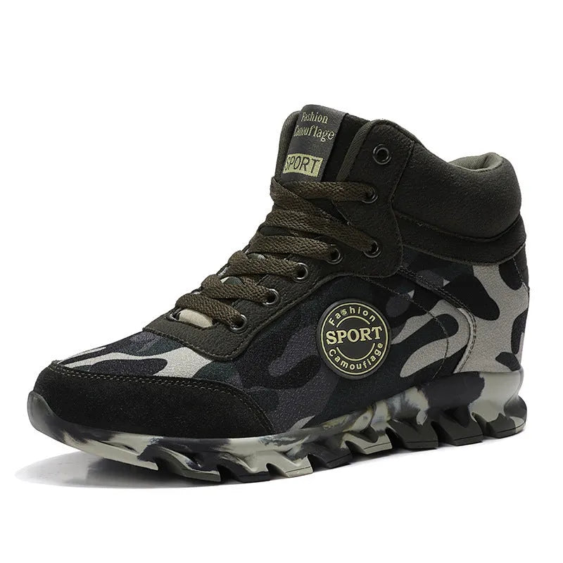 Green camouflage canvas women's sneakers with rubber sole showing size range 35-42