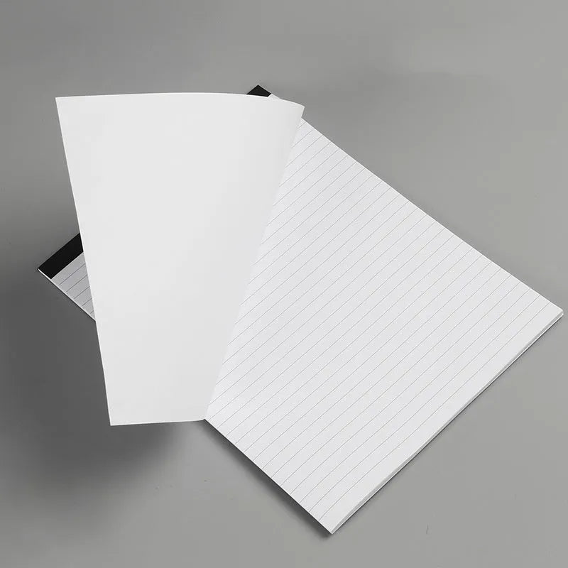 A4 notebook with grid-lined pages and tearable adhesive binding for meeting minutes