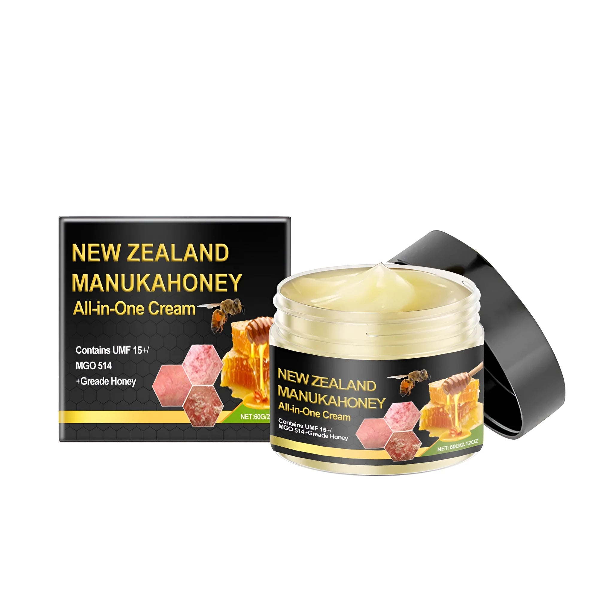 50g skin cream jar containing bee venom, honey and madecassoside formulation