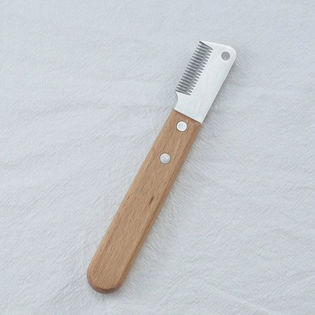 Pet stripping comb grooming tool with wood handle for cats and dogs
