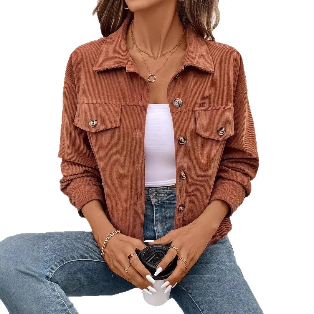 Women's retro artistic shirt coat jacket with button front in six colour options