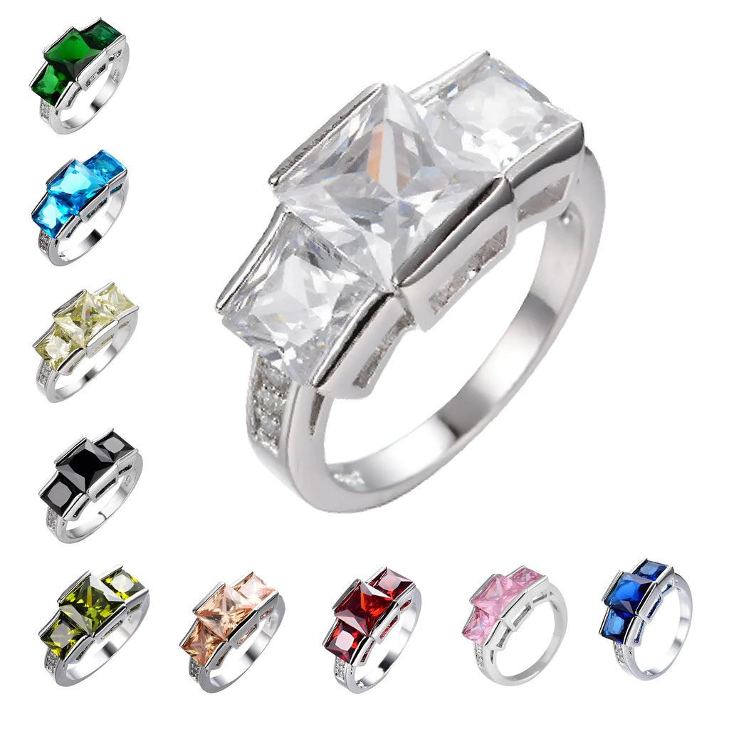 A colourful electroplated copper women's ring with a geometric design, shown in multiple colour options.