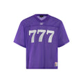 Loose fit summer t-shirt in black, white, purple, or orange colour with retro street style design.