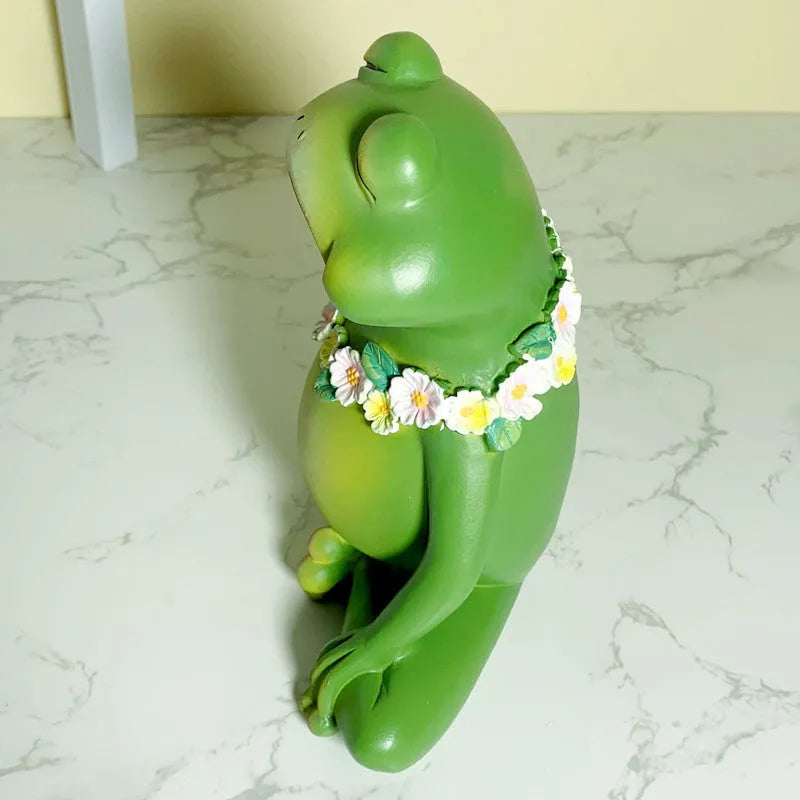 Magic Yoga Frog home ornament in RDW123 colour, European style micro landscape sculpture.