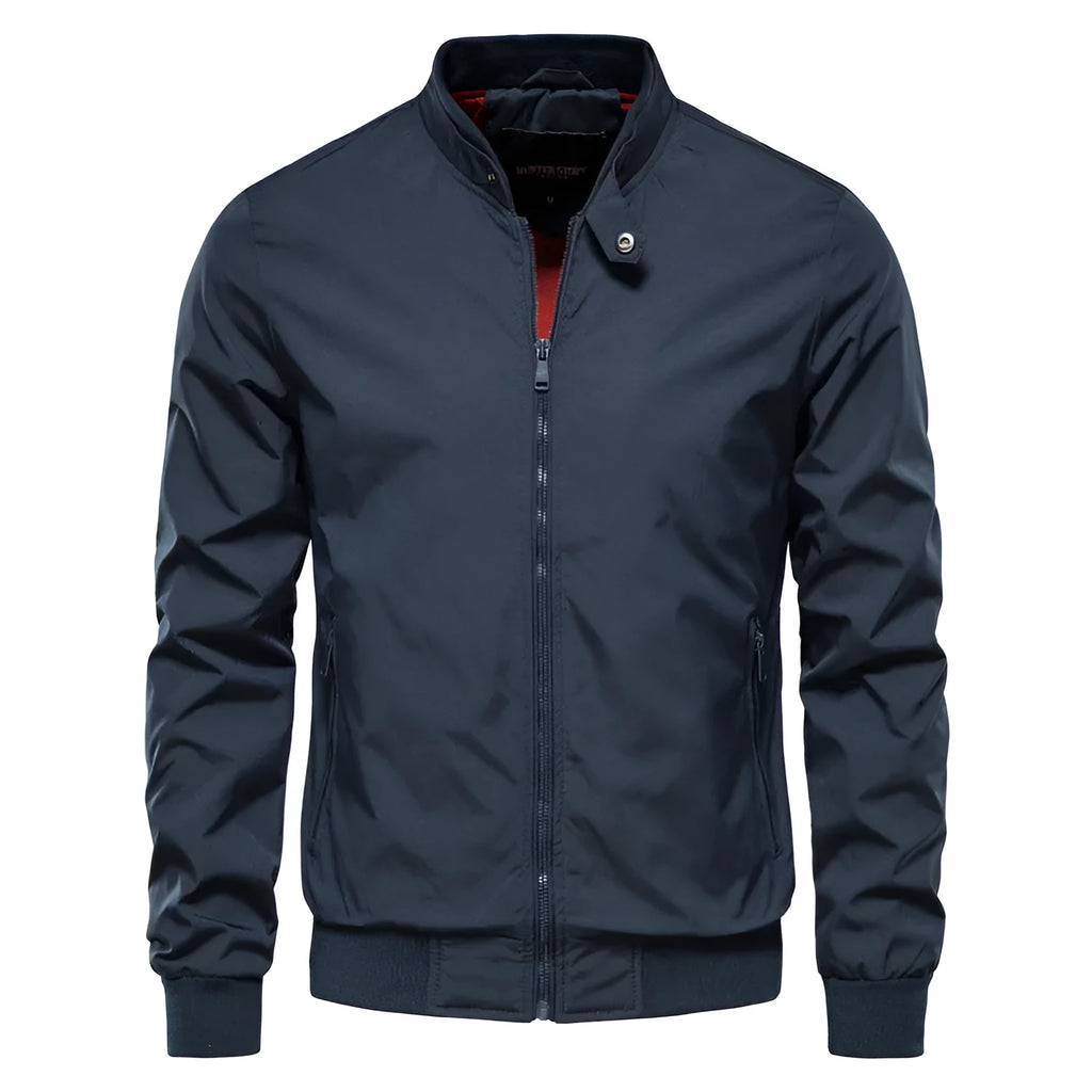 Men's casual thin jacket in polyester fibre available in army green, black and navy blue colours