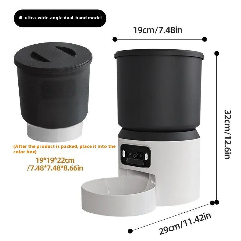 4L smart automatic pet feeder with optional camera and stainless steel bowl.