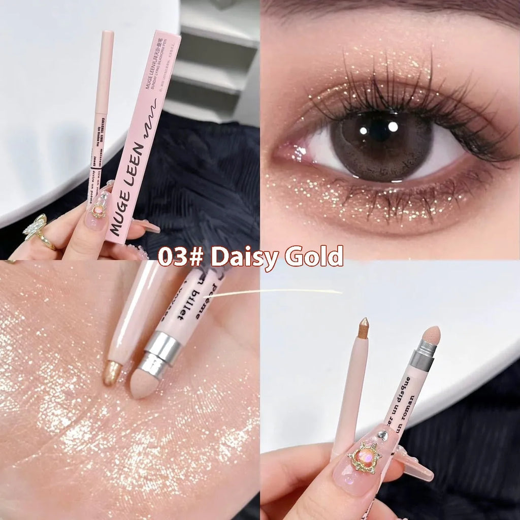 Waterproof brightening 2-in-1 eyeliner and eye shadow pen in multiple colour options on a white background.