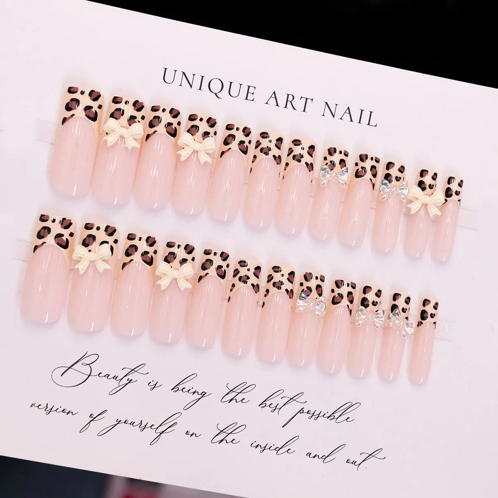 Leopard print butterfly nail art pieces for artificial nail decoration in WM296 colour