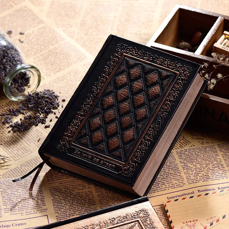 Embossed faux leather notepad with thick design in bronze or black gold colour