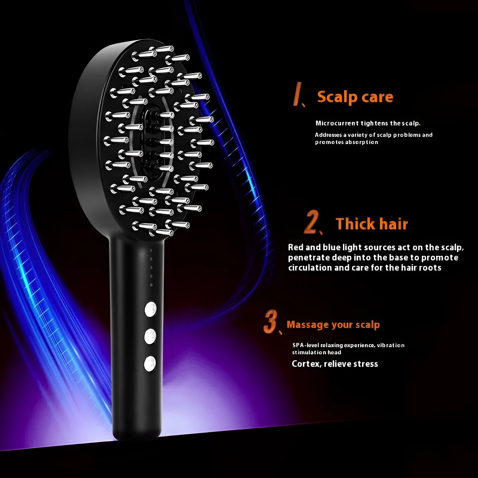 KD3802 Black scalp medicine supplying device with vibration massage function
