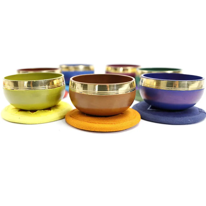 7.8cm handmade Himalayan singing bowl in colourful metal for yoga meditation percussion instrument