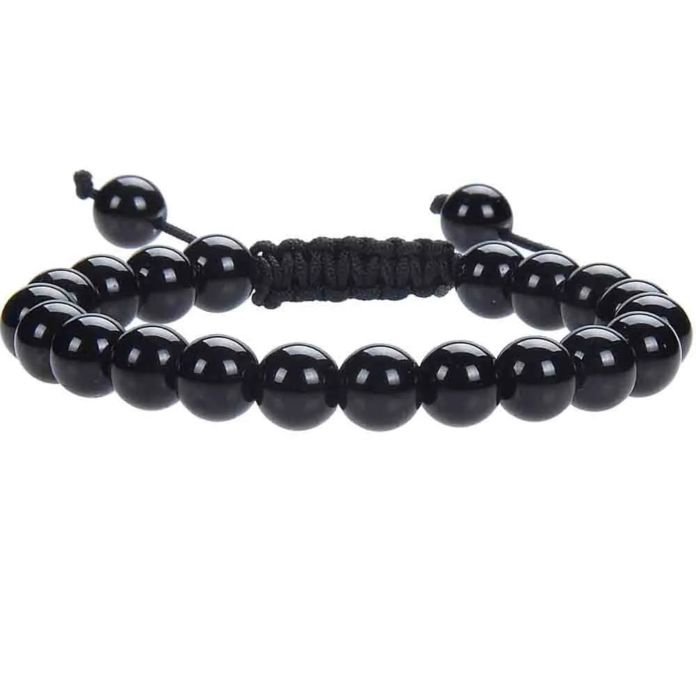 Women's flat knot braided healing bracelet with hand-woven geometric patterns