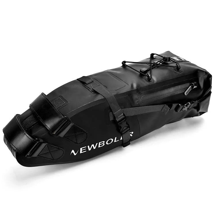 Yellow waterproof PVC bicycle tail bag mounted on a bike rear rack.