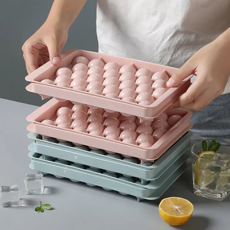 3D round ice mould tray creating spherical ice balls in PP plastic material
