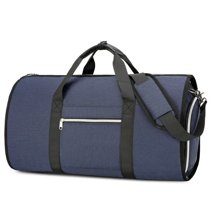 Oxford cloth storage sports bag in grey colour showing dry wet separation compartments