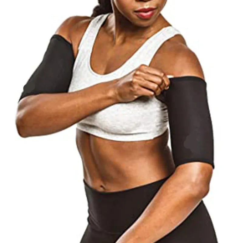Arm sweatband in blue with elastic binding strap for sports and yoga.