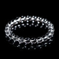 Natural Donghai old materials white crystal geometric bracelet with round beads on a wrist.