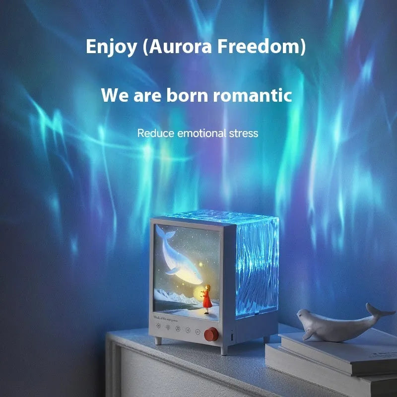 Aurora Treasure Box atmosphere projection lamp with star sea whale light effects and Bluetooth speaker