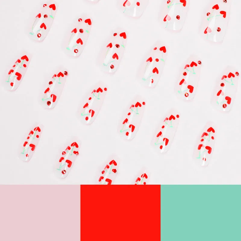 French Love Red Diamond Small Cherry nail art decals in JP1601 colour - pack of 24 pieces