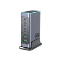 660W gallium nitride desktop fast charger with four international plug types: US, EU, UK, and AU standards