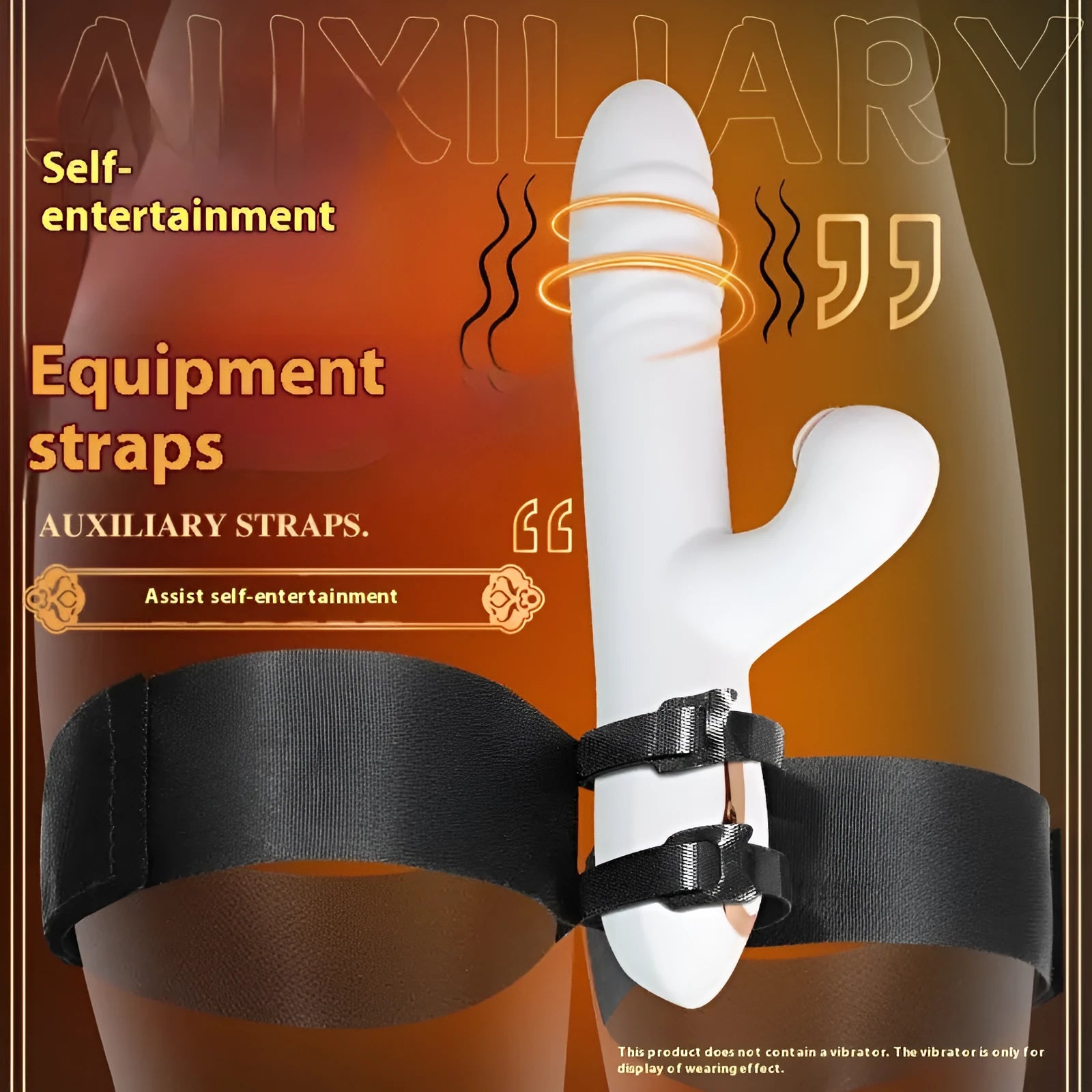 Black knitted appliance strap for women's sex toy tools on plain background