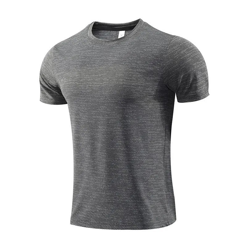 Red polyester spandex running t-shirt with short sleeves for sports