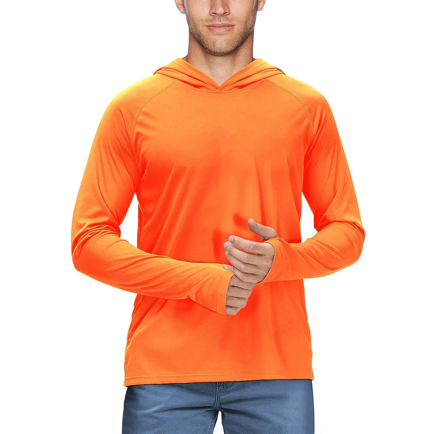 Men's slim-fit UV protection hooded top for outdoor activities like fishing and hiking