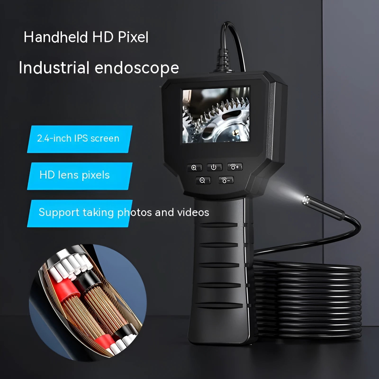 Waterproof inspection camera with 8mm probe for automotive and pipeline diagnostics