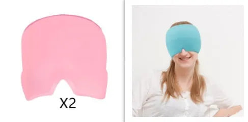 Elastic cloth gel eye mask for headache relief with adjustable headband in black colour