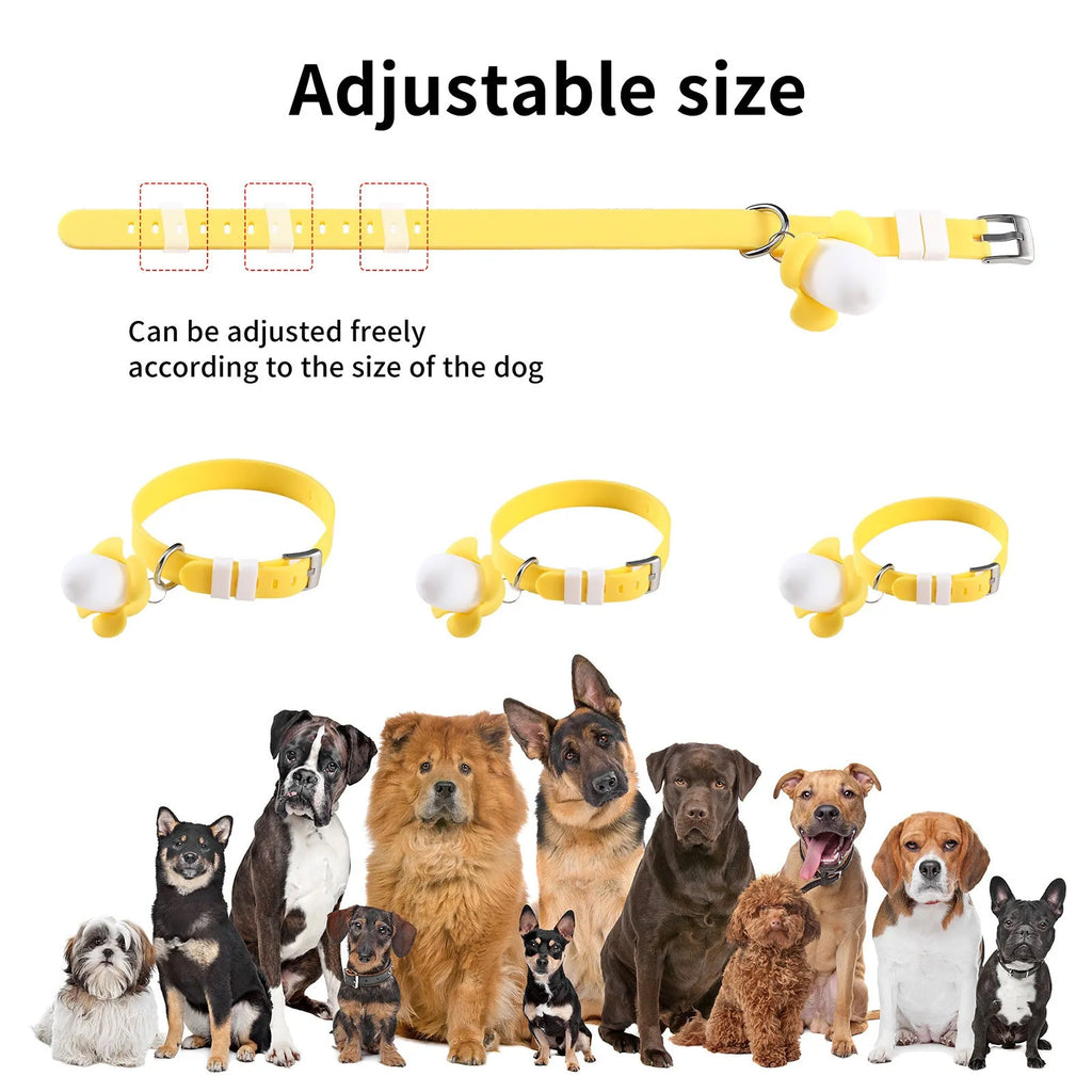 Yellow banana-shaped USB rechargeable pet collar light with geometry pattern for dog walking