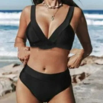 Women's solid colour polyester bikini set in slim fit design showing available colour options