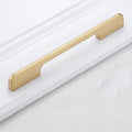 Gold aluminium T-shaped cabinet handle showing three hole distance size options