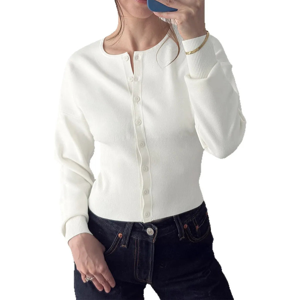 Women's solid colour long-sleeved viscose shirt in black, front view, casual European American style