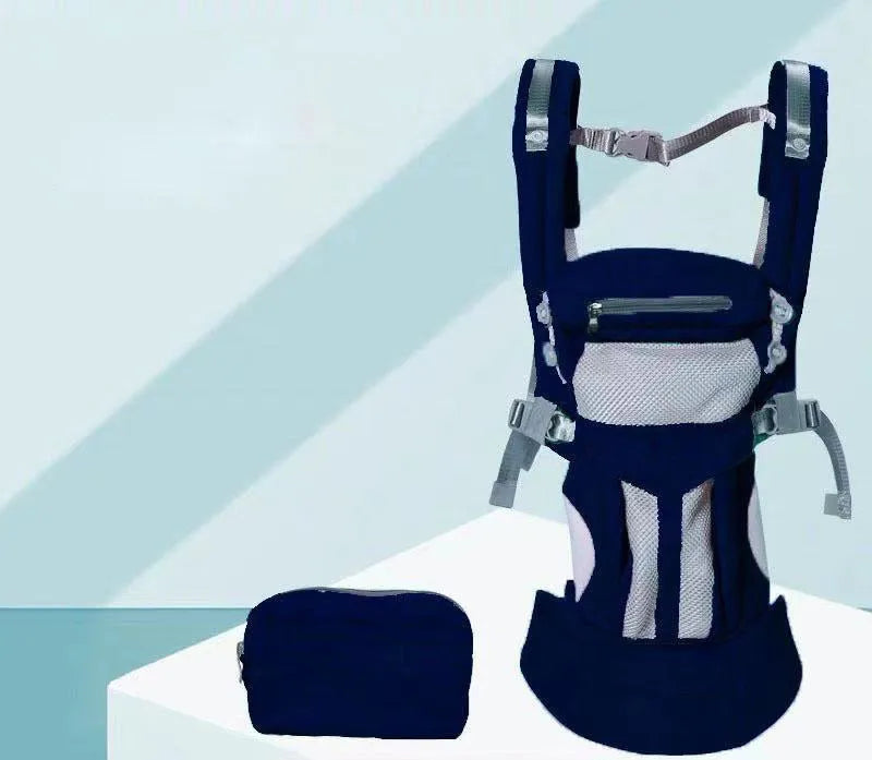 Baby hipseat carrier with waist stool in gray printing colour, polyester material, 20kg capacity