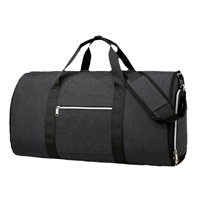 Oxford cloth storage sports bag in grey colour showing dry wet separation compartments