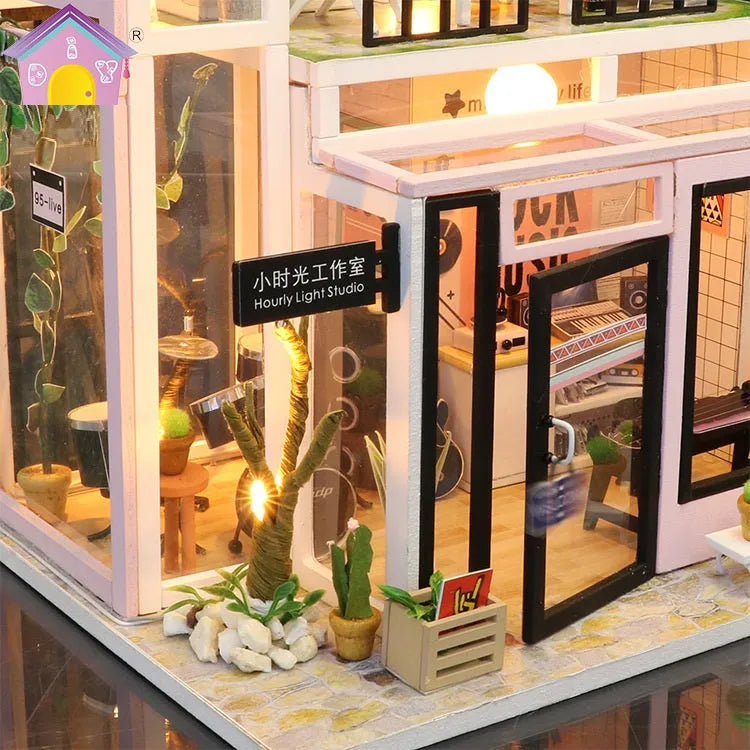 Small Time Studio handmade wooden toy cottage building model M903 English version with flash function
