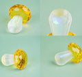 White crystal mushroom decorative sculpture in modern geometric style on a plain background.