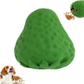 Green strawberry dog chew toy made from natural rubber with bamboo fibre on a white background