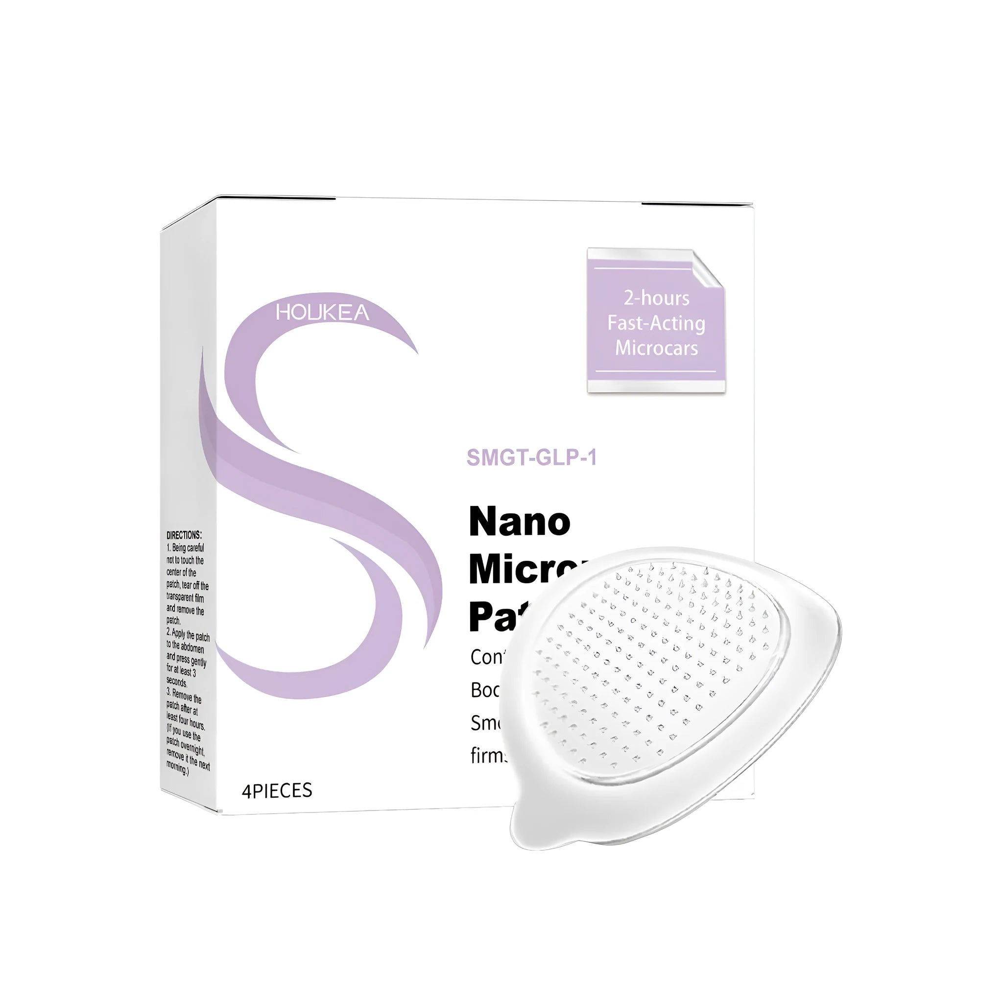 Four nano microneedle skincare patches with dissolvable micro-needles for transdermal ingredient delivery