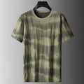 Men's grey plus size silk t-shirt with round neck and short sleeves for summer wear