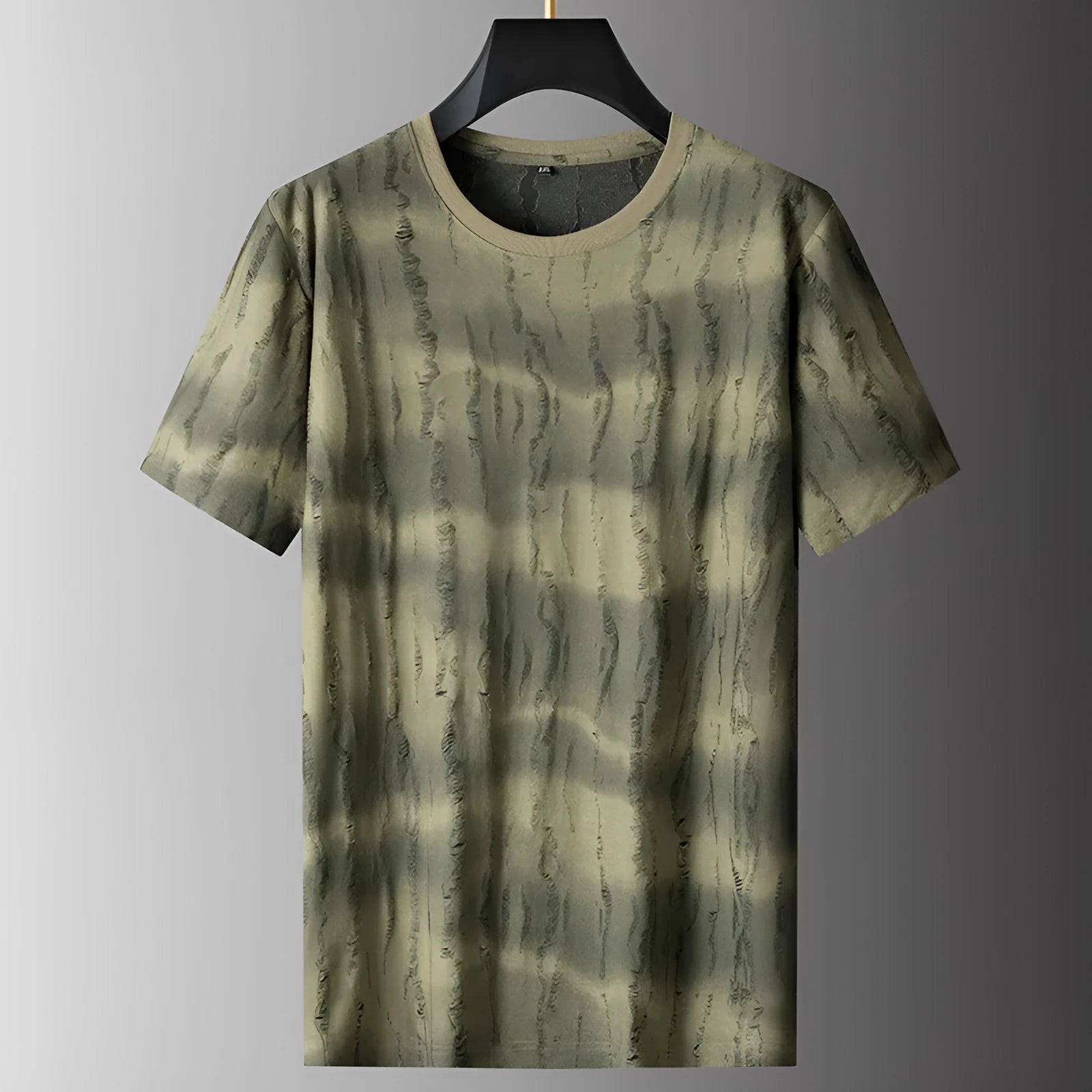 Men's grey plus size silk t-shirt with round neck and short sleeves for summer wear