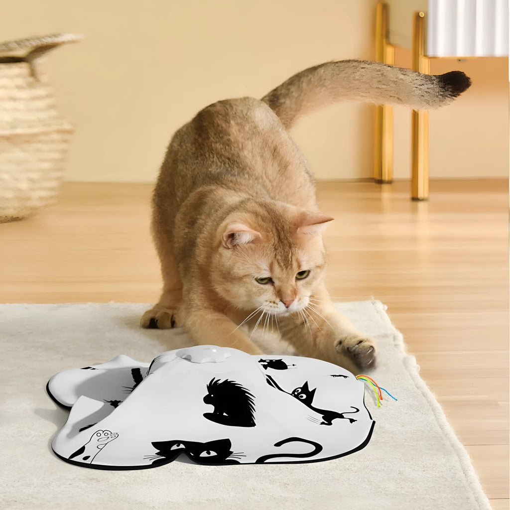 Plastic cat self-hi relief toy in picture colour with dimensions 19.8cm by 11.5cm by 19.5cm