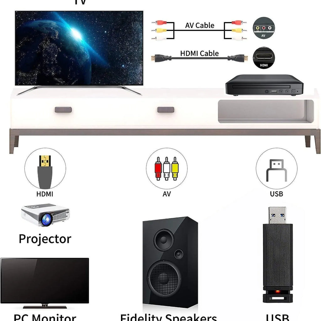 Home DVD Mini HD Player DVD-225 compact 22.3cm front view with remote control and disc tray