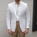 Thin breathable linen casual suit jacket double-breasted long sleeve blazer in white