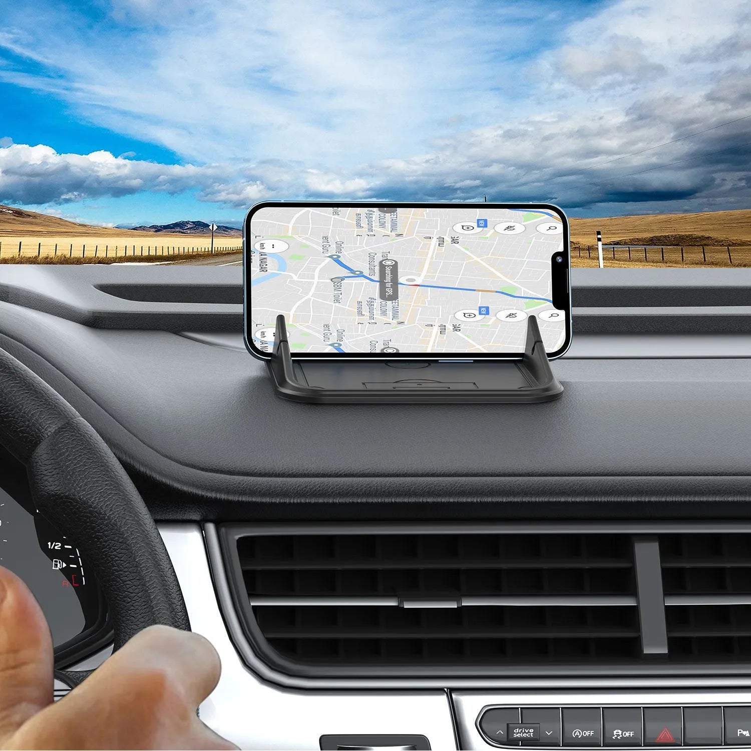 Silicone automobile phone holder with suction pad mount in Peak-X5 colour for dashboard or windscreen installation